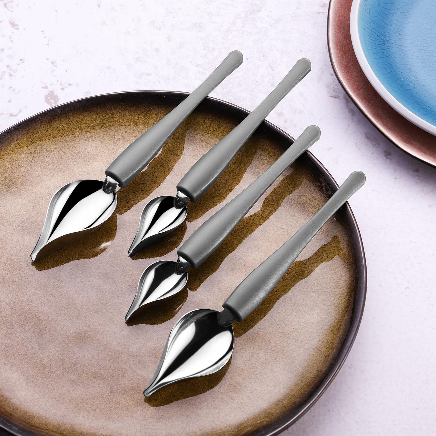 PRETYZOOM 4pcs Dessert Decorating Spoons Chocolate Dipping Tools Multipurpose Stainless Chef Art Spoons