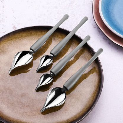 PRETYZOOM 4pcs Dessert Decorating Spoons Chocolate Dipping Tools Multipurpose Stainless Chef Art Spoons