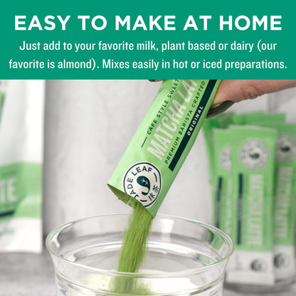 Jade Leaf Matcha Organic Matcha Latte Mix - Lightly Sweet Premium Barista Crafted Matcha Powder Stickpacks - Japanese Matcha Powder - 0.35 Ounce (Pack of 100)