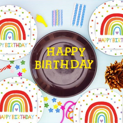 LDFDRT 40 Pcs Happy Birthday Party Dinner Dessert Plates and Napkins Sets 9" Paper Plates and 6.5" Napkins Party Supplies Tableware Decoration For Birthday Picnic