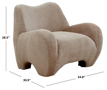 SAFAVIEH Couture Collection - Randal Light Brown Chenille Accent Chair, Modern Sculptural Lounge Seating, Fully Assembled (SFV4878A)
