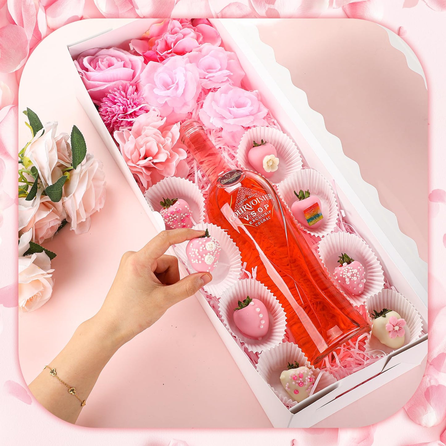 Chivertion 20 Pack Mother's Day Rose and Wine Box for Gifts 20" X 7" X 4" Cookie Bakery Boxes With Window Rectangle Extra Large Treat Boxes for Strawberries Chocolate Cake