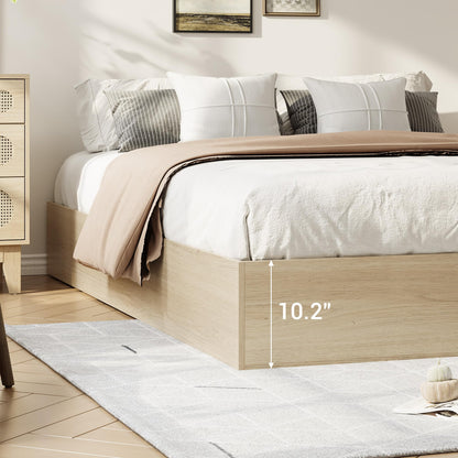 GarveeHome King Size Wood Platform Bed Frame with 2 Storage Drawers, Wooden Bed Frame Without Headboard, Wood Slat Support, No Box Spring Needed, Easy Assembly