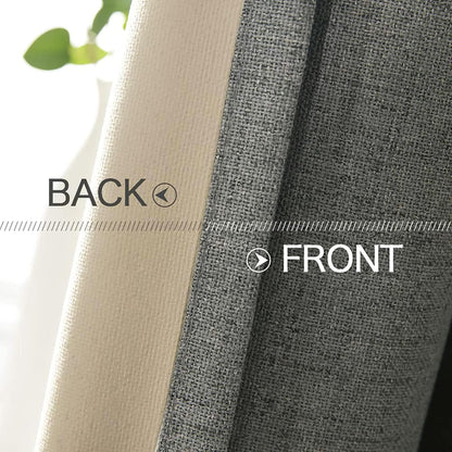 MIULEE Blackout Curtains - 100% Thermal Insulated Dark Grey Linen Texture Drapes | 52x120 Inch (2 Panels)
