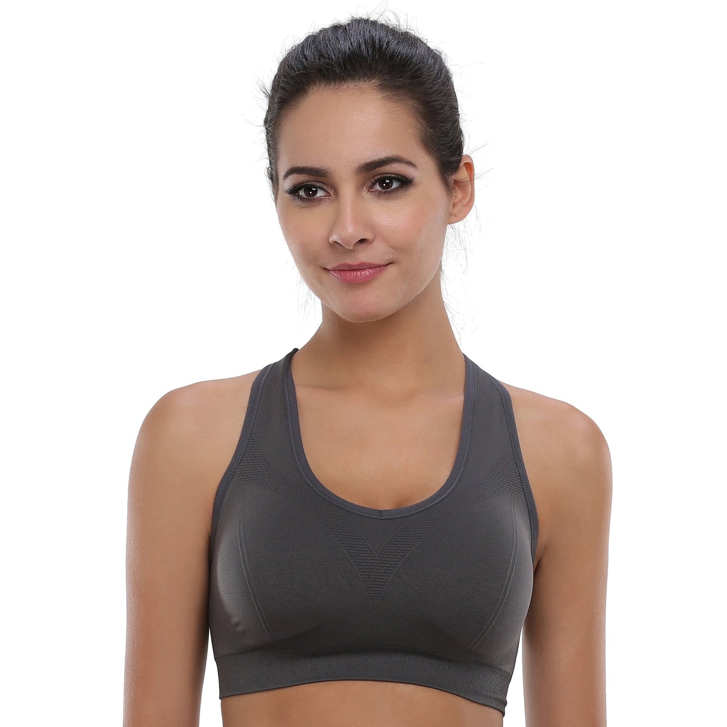 BAOMOSI Women's Seamless Racerback Sports Bra High Impact Support Yoga Gym Workout Fitness Black Blue Grey Purple Rose Red M