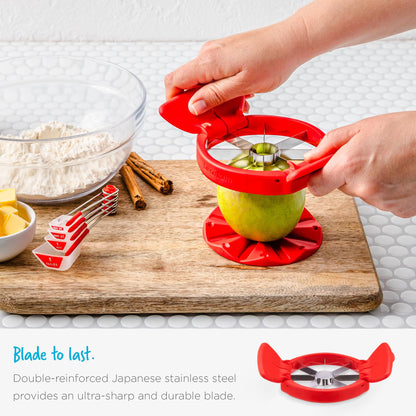 Dreamfarm Flapple Fold-Flat, Space-Saving Apple Corer & 8-Piece Apple Slicer - Red