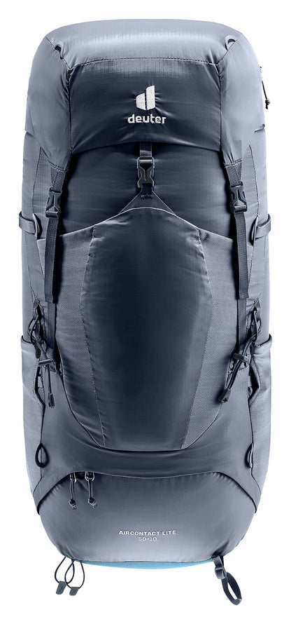 Deuter Unisex Aircontact Lite 50 + 10 L, Lightweight Backpacking & Hiking Backpack for Men & Women, 50 + 10 Liters - Black-Marine