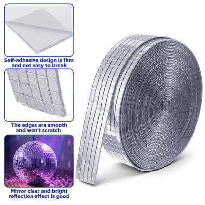 Afcabakila 15000PCS Disco Ball Mirror Tiles Self Adhesive Mosaic Tiles for Crafts, 5x5 mm Disco Ball Tapes Stickers Small Square for Interior, Vases, Photo Frames,and DIY Decoration Accessory