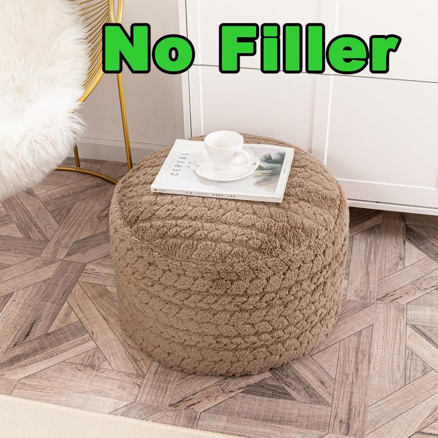 20x14 Inch Asuprui Unstuffed Ottoman Pouf Cover Lightweight Foot Rest, Floor Bean Bag Chair, Storage Pouf for Living