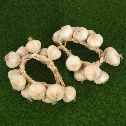 2Pcs BESPORTBLE Fake Garlic Hanging String Vegetable Photography Props Lifelike White Garlic for Home Office Decor