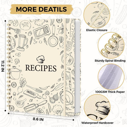 SKYDUE Blank Recipe Book to Write In Your Own Recipes, 8.5" x 11" Hardcover Recipe Journal with 140 Pages and Category Tabs