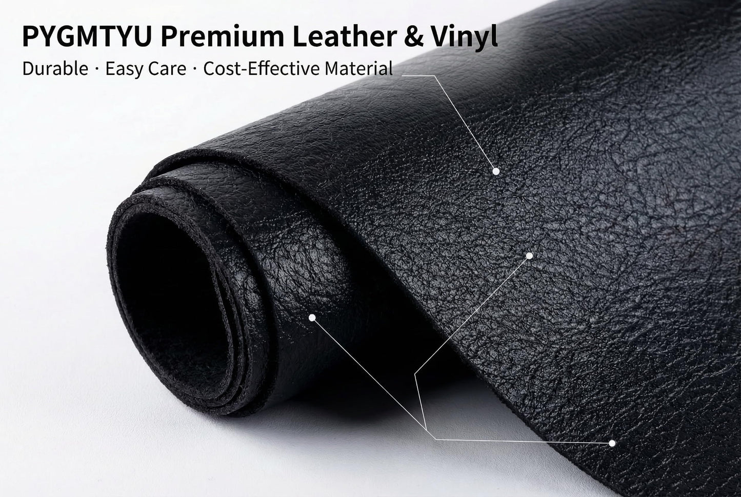 PYGMTYU Soft Vinyl Faux Leather Sheets, Waterproof Leather Material, Heavy Duty Marine Vinyl for Boat Seats, Car Interior,Sofa Refurbish,DIY Wallets,Bags,Phone Case,Hair Bows,Placemat,Craft Material
