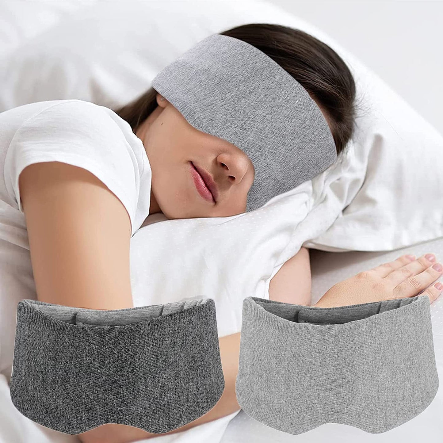 Sleep Mask for Men Women,100% Cotton Sleep Eye Mask with Fully Adjustable Strap, 100% Light Blocking Eye Mask for Sleeping, 0 Pressure Eye Covers for Travel Yoga Nap (Black)