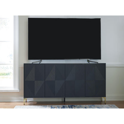 Signature Design by Ashley Loirwick Contemporary Accent Cabinet with Shelf and Geometric Pattern, Blue
