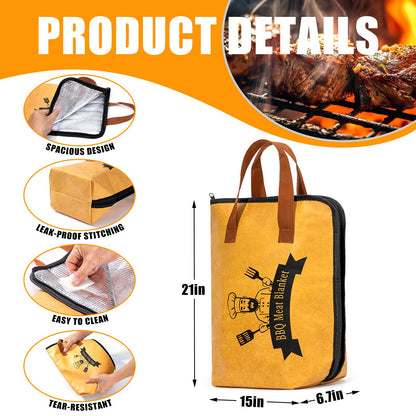 4PCS BBQ Blanket for Resting Meat, Grill Blanket with BBQ Tool Set, 21IN Reusable Smoker Meat Resting Blanket with Wide Mouth for Large Brisket Turkey, Ribs, Steak, Pork Shoulders