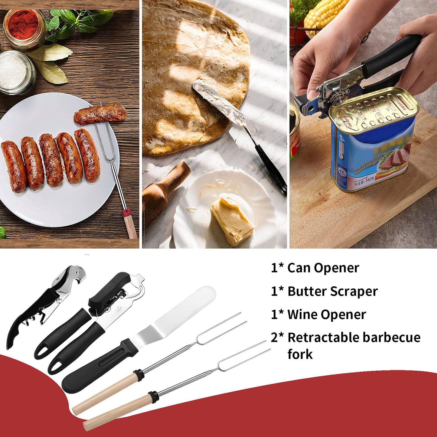 Portable 27 Piece Camping Cookware Kit - Stainless Steel Grilling Utensils for Travel, Picnics, RVs, BBQs, Parties and More