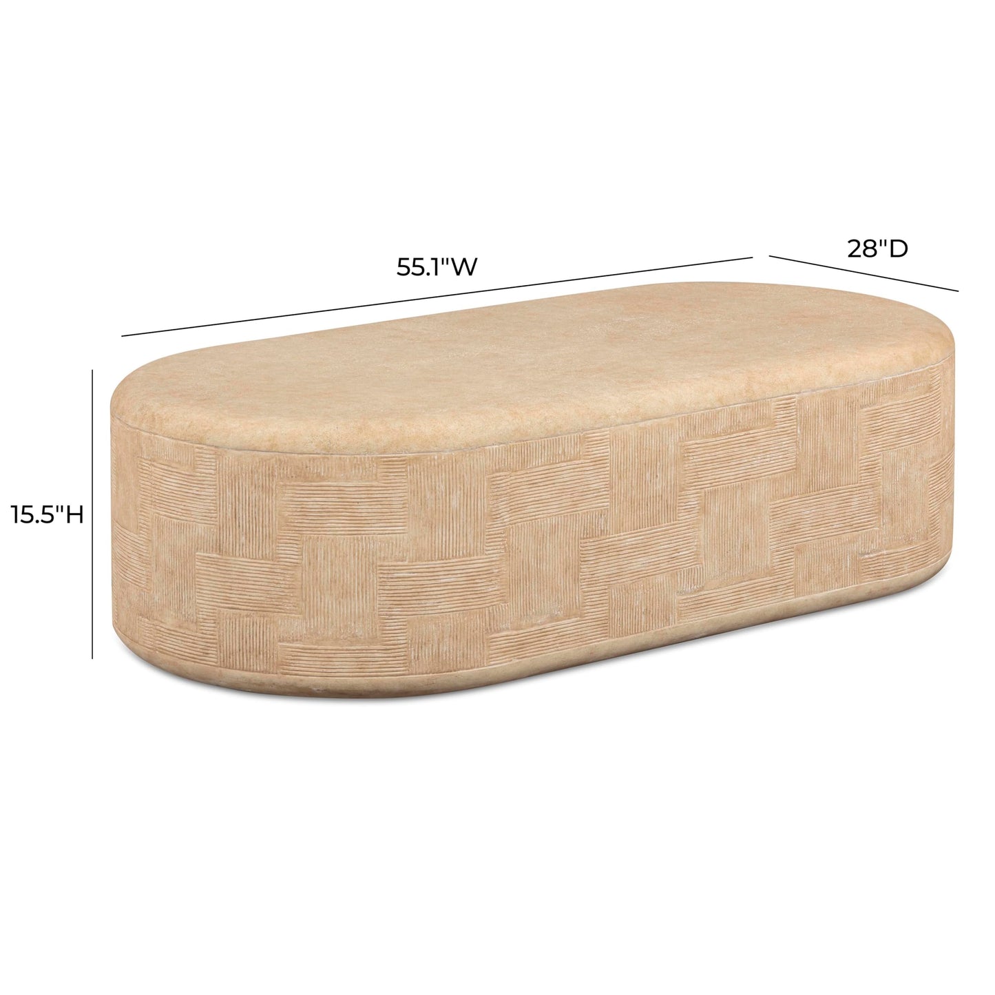 Tov Furniture Suraya Faux Travertine Concrete Rounded Coffee Table