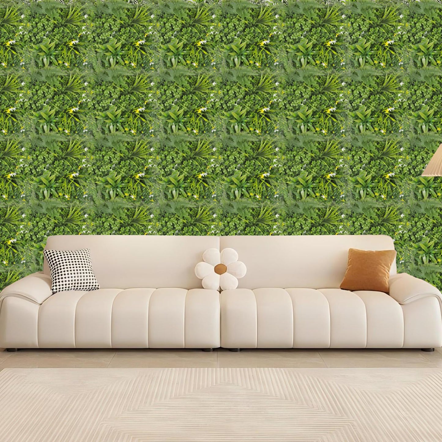 COARBOR 16 Packs 20" x 20" Artificial Boxwood 3D Panels Faux Ivy Fence Privacy Topiary Hedge Plant Fence Grass Wall Panels Backdrop for Balcony Patio Outdoor Indoor, White Yellow Flower