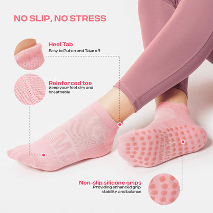 CoolMate Pilates Socks with Grips for Women, Yoga Socks, Crew Non Slip Women for Workout, Barre, Pilates Gifts
