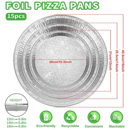 Roponan 15 Pack Serving Platters 12”, Disposable Aluminium Foil Serving Trays for Parties, Silver Embossed Foil Serving Dishes/Plates for Vegetable, Fruit, Slices of Cake, Cookies