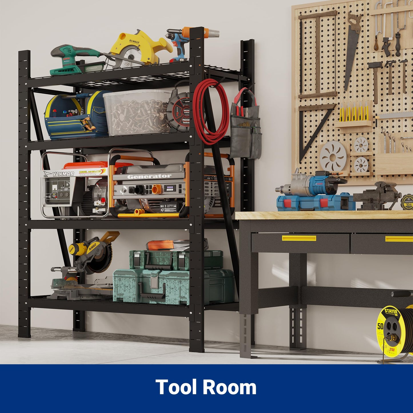 FLEXIMOUNTS 10000LBS 2 Pack Garage Shelving, 4-Tier Heavy Duty Shelving Unit, 23.6" D x 49.6" W x 71" H, Industrial Shelving, Adjustable Storage Shelves for Garage, Basement, Warehouse, Workshop