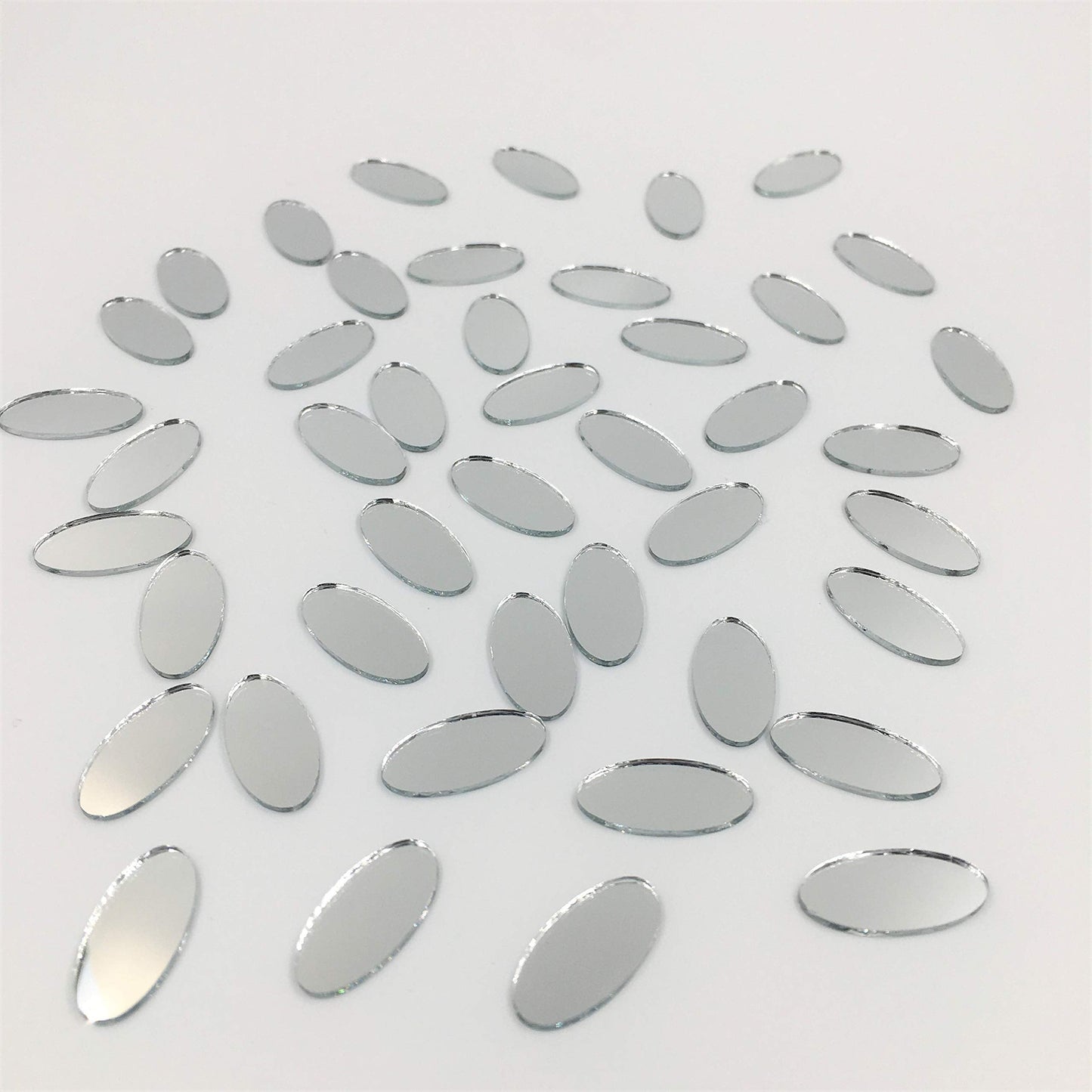 NUO RUI 100 Pcs Mini Oval Shaped Mirror Mosaic Tiles Craft Mirrors