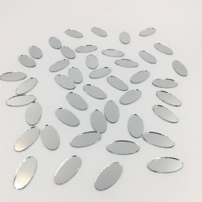 NUO RUI 100 Pcs Mini Oval Shaped Mirror Mosaic Tiles Craft Mirrors