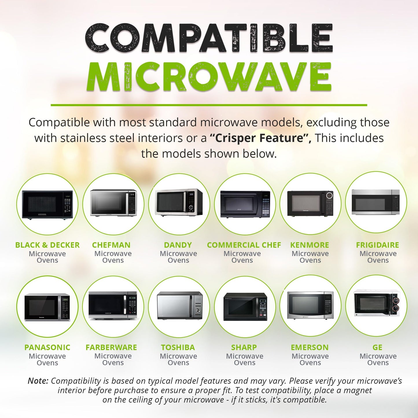HOVER COVER Magnetic Microwave Splatter Cover with High Power, Strongest Magnetic Grip, Collapsible 12-Inch BPA-Free Food Lid, Vented Plate Guard, Dishwasher Safe, Space-Saving Storage - Green