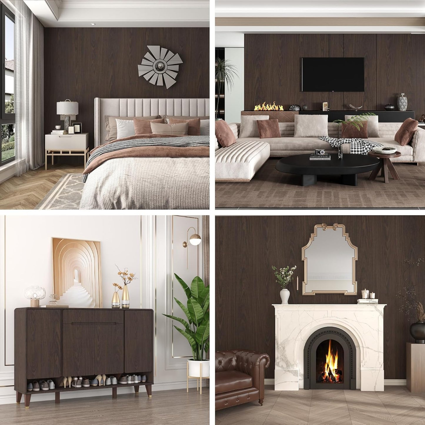 24Inx118In BAYYA Walnut Contact Paper Thick Matte Brown Wood Wallpaper Roll Peel Stick Kitchen Wallpaper Self-Adhesive