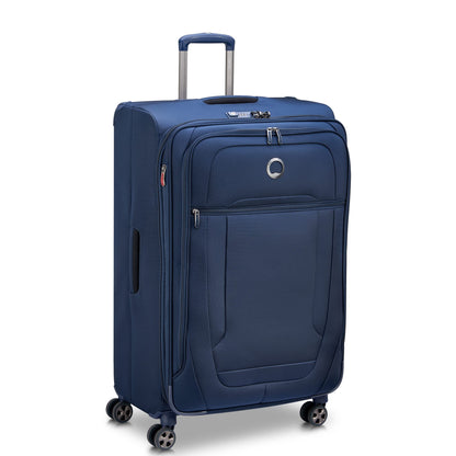 DELSEY PARIS Helium DLX Softside Expandable Luggage with Spinner Wheels, Navy Blue, Checked-Large 29 Inch