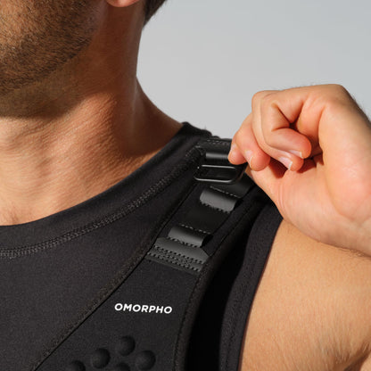 OMORPHO Men's G-Vest, 10 lb (up to 20 lb with addition of G-Pack), weighted vest for men, low-profile, fully adjustable, comfort fit. Great for walking, hiking, running and training. (Black, S-M)