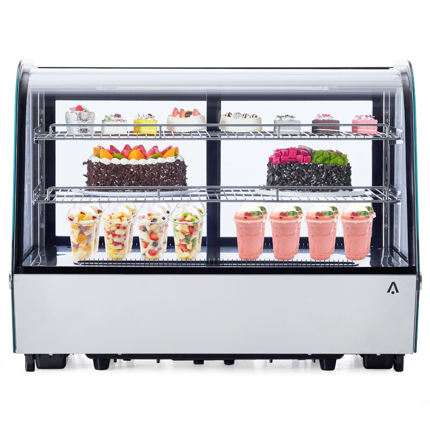ActiveTrail 5.6 Cu.Ft Countertop Bakery Display Case – Double Glass Refrigerated, LED Lighting, Adjustable Shelves, Digital Temp Control, for Pastry, Cake, Sushi, 110V