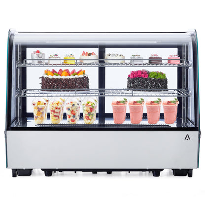 GarveeHome 4.6 Cu.Ft Countertop Display Refrigerator, Glass Door Pastry & Cake Display Case with LED, Double-Layered Glass, Adjustable Shelves, Commercial Bakery Cooler, 110V