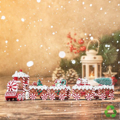 KPCB Tech Gingerbread Christmas Decorations - Prelit Gingerbread Train Figurines - 21.85" Lighted Holiday Decor with Timer for Table Centerpieces