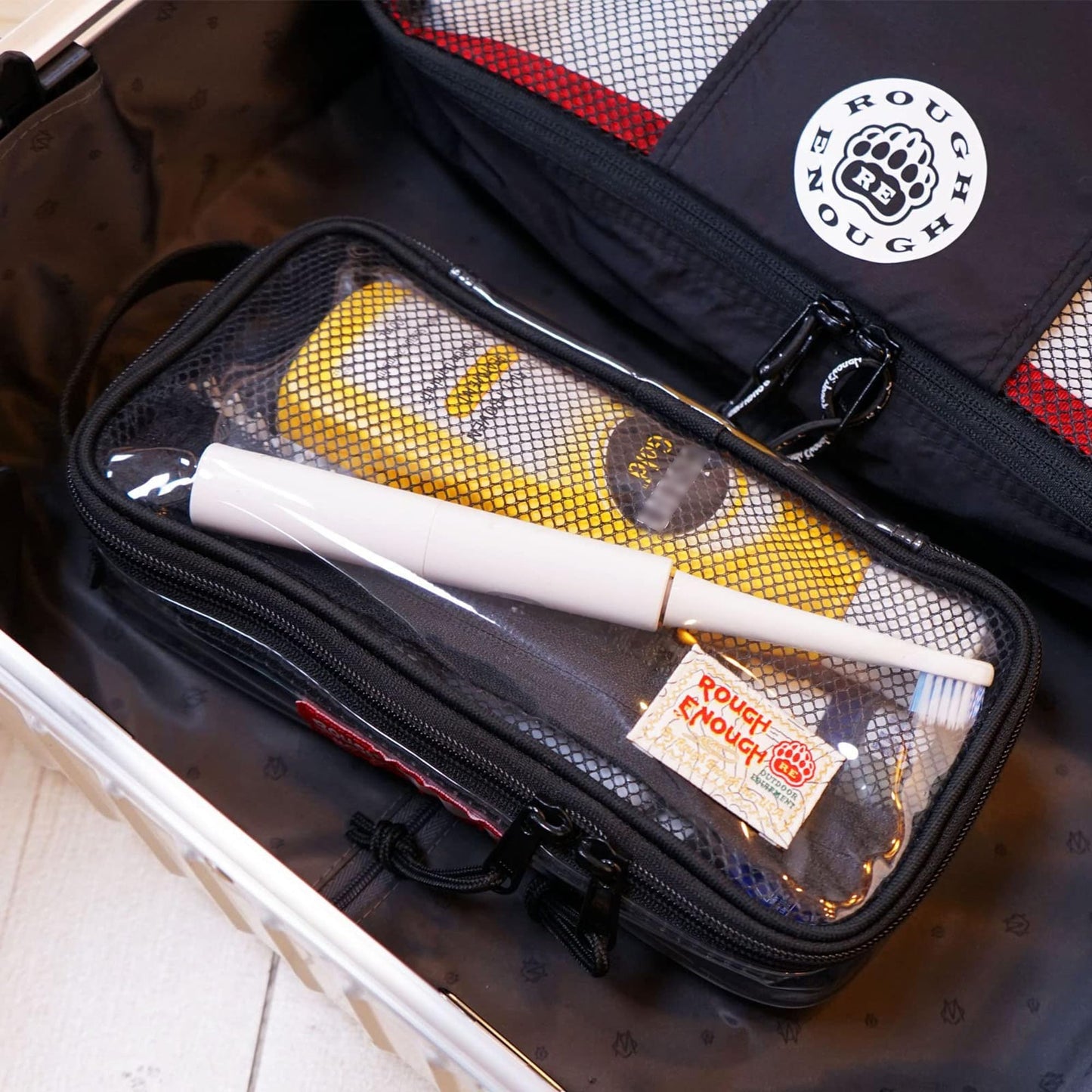 Rough Enough Clear Travel TSA Approved Toiletry Bag Small Toothbrush Case Shaving Kit Organizer Pouch for Women Men