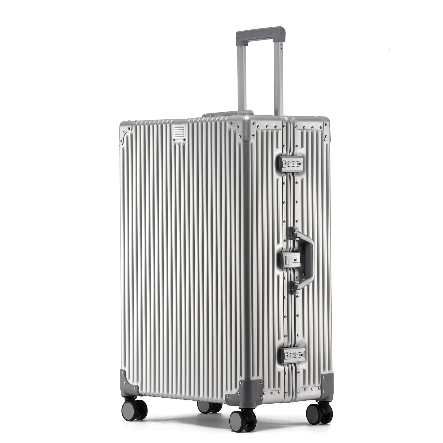 EclatVivid Luggage, Full Aluminum Body Suitcase, 28 Inch 100% Aluminum Hard Shell Luggage, Aluminium Large Suitcase With TSA Locks(Silver, Classic)