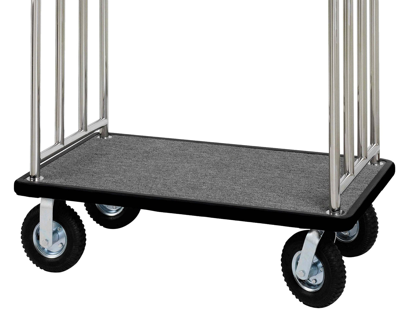 Stainless Steel Luggage Cart – 1000lb Capacity – Bellman Cart 1.25” Welded Steel Frame - Air Filled Tires & Gray Carpet, for Hotel, Resorts, Condos, Commercial Use (Elite Valet Series)
