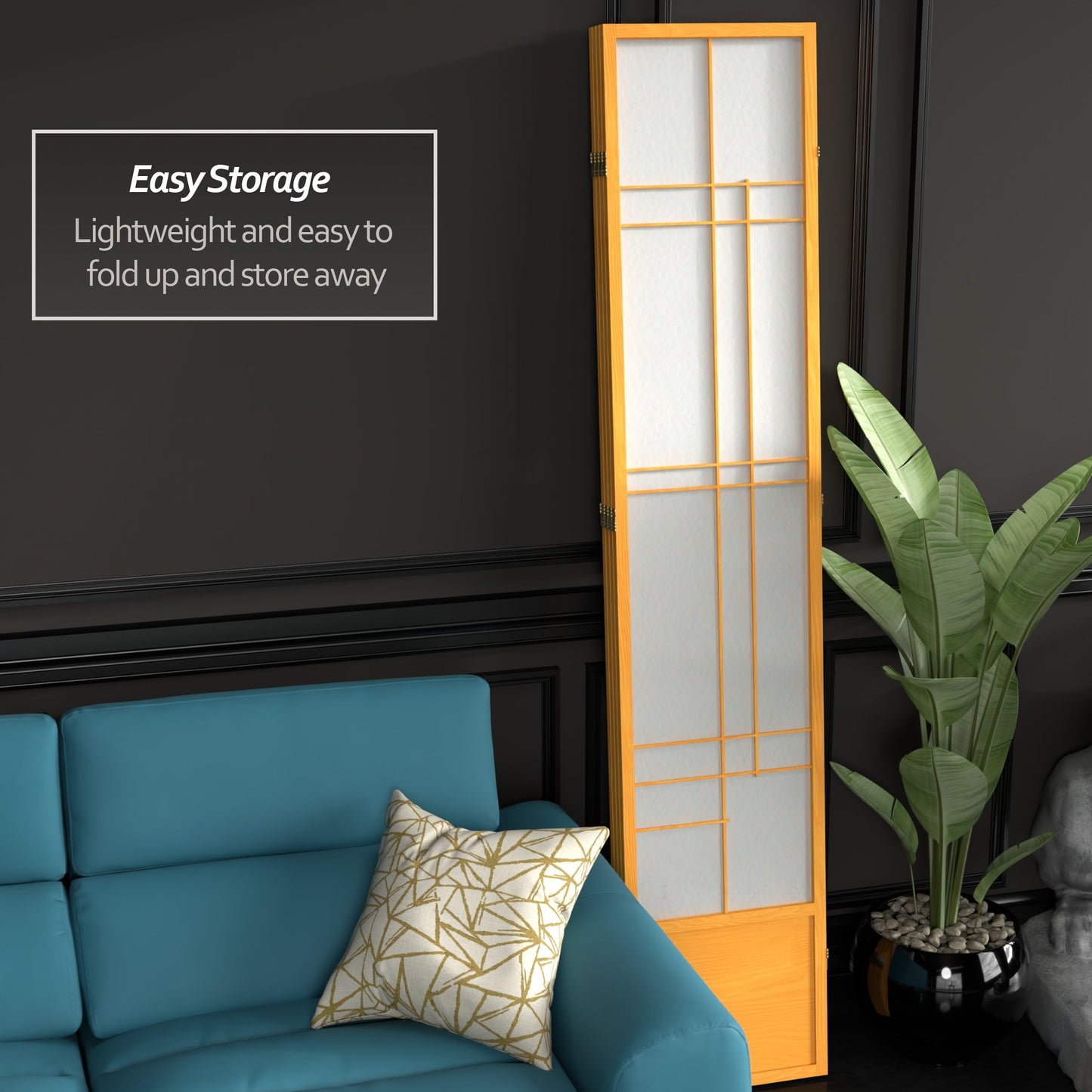 Red Lantern 7 ft. Tall Eudes Shoji Screen - Honey - 4 Panels