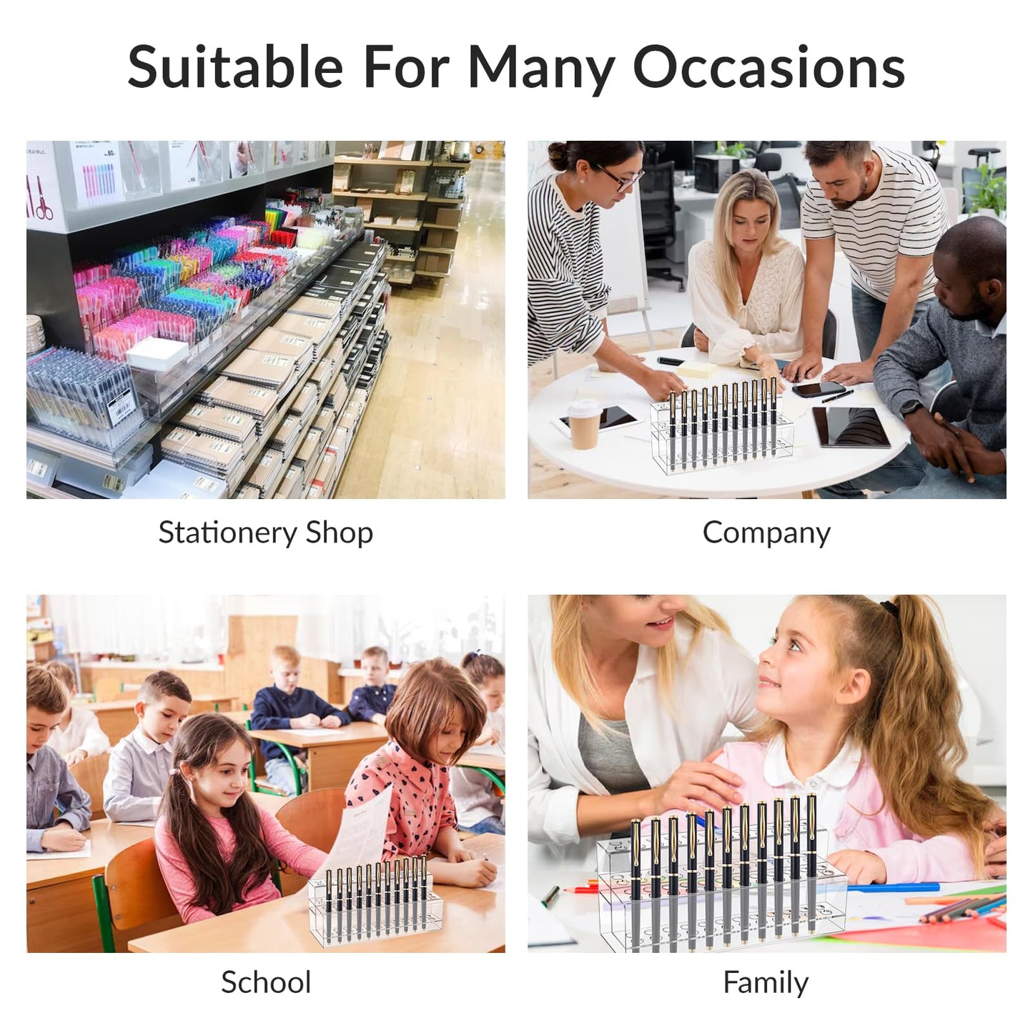 Kifmurase 48 Holes Pen Display Stand, Acrylic Pencil Holder for Craft Shows, Clear Makeup Brush Rack, Beaded Eyebrow Art Brush Organizer, Makeup Tool Organizer for School Office Home Retail Store