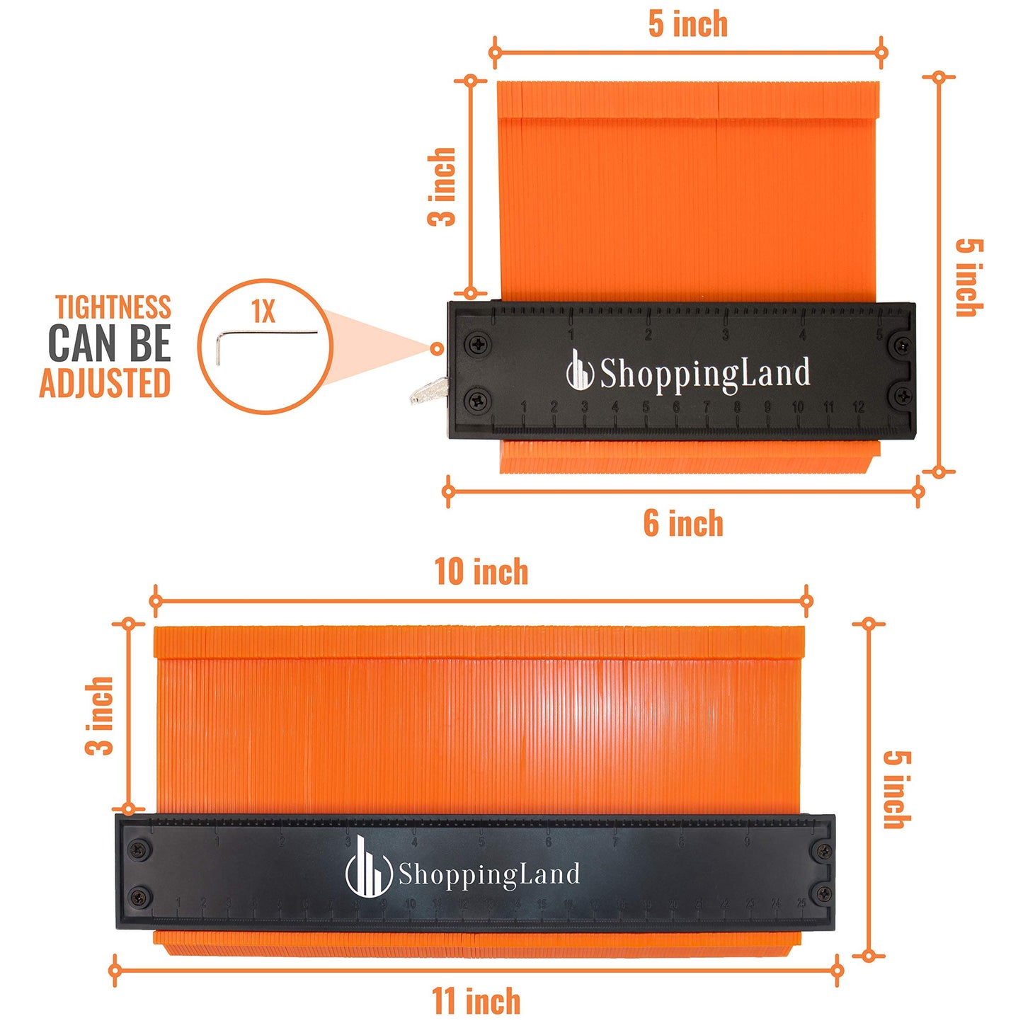 The Super Gauge Shape and Outline Tool, Contour Gauge for Perfect Woodworking, Carpentry, Construction - Adjustable Profile for Precision Copying of Irregular Shapes - Enhance DIY Projects (10"& 5")