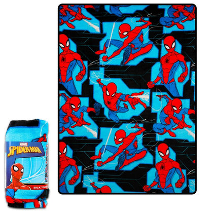 Spiderman Travel Blanket and Pillow Set - Bundle with Spiderman Blanket, Pillow, Stickers, More | Spiderman Travel Accessories for Kids