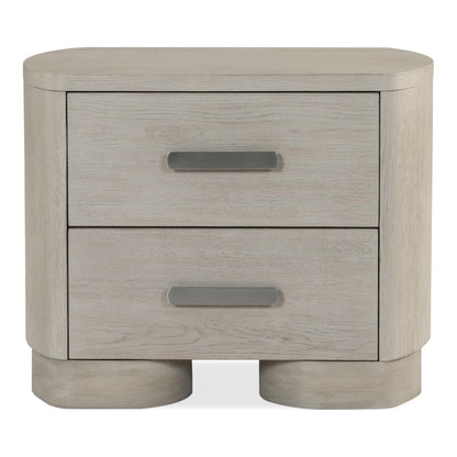 Furniture of America Nainsted Modern Contemporary Solid Wood 30-inch 2-Drawer Nightstand with USB Ports, Rounded Feet, Cedar Bottom Drawer, Easy Assembly for Bedroom, Guest Room, White Oak