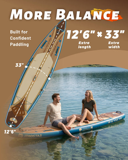 iTAOSTAR W02B 33" Inflatable Paddle Board with Seat, More Fun Inflatable Paddleboard with 5 Fins for Better Balance, Stand Up Paddle Board with Premium SUP Accessories for Adults of All Skill Levels