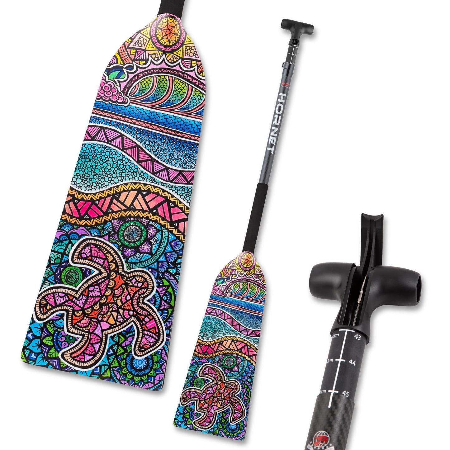 Hornet Watersports Dragon Boat Paddle - Pink Crush Design - Adjustable Carbon Fiber Dragon Boat Paddle - IDBF Approved (Leverlock Adjustable)