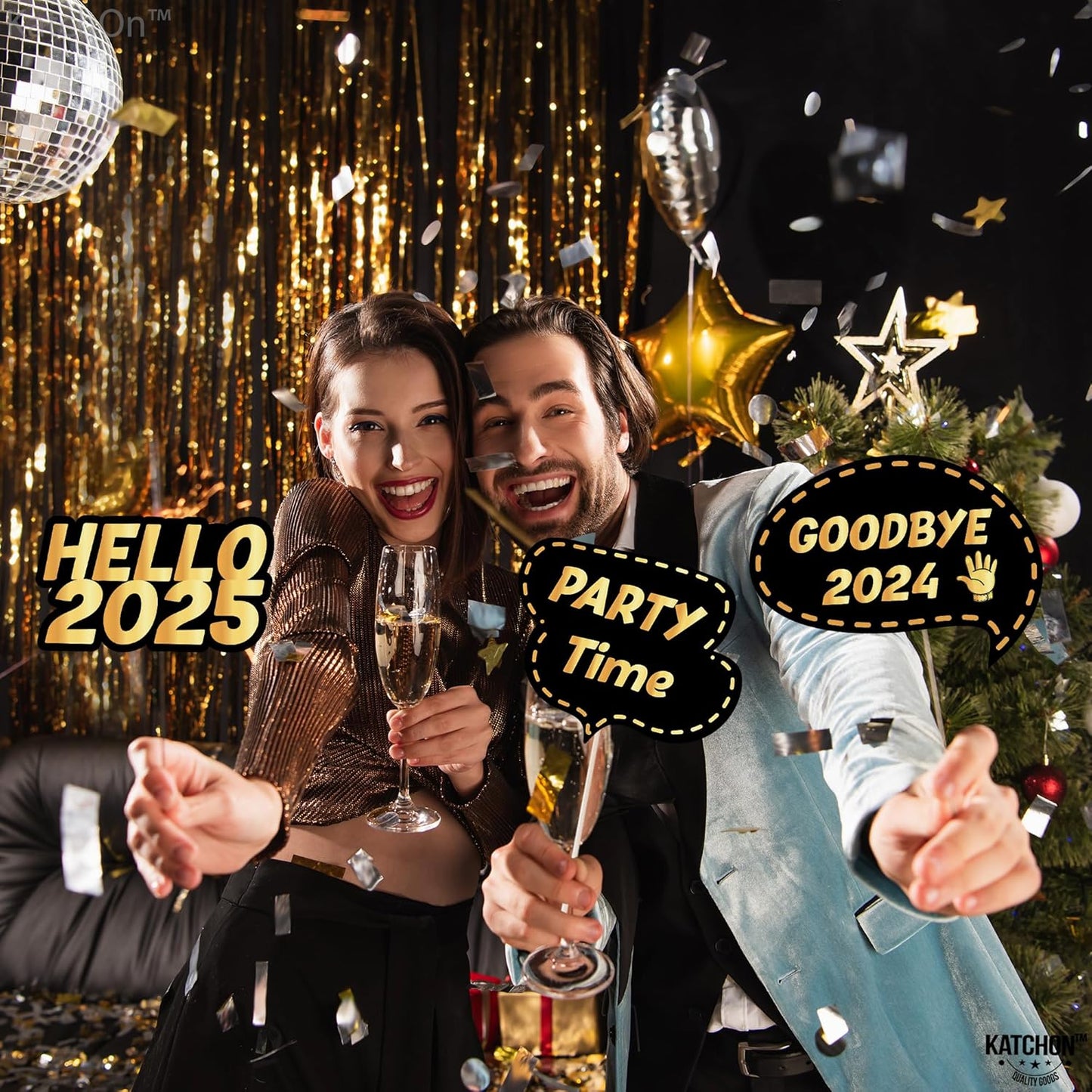 KatchOn New Years Eve Photo Booth Props 2025, Happy New Year Decorations, NYE Party Supplies 2025