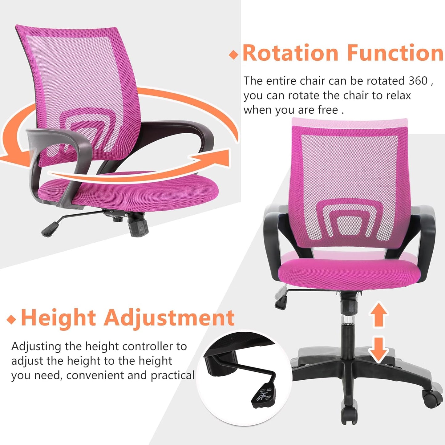 PayLessHere 360 Home Office Chair Desk Computer Chair Adjustable Ergonomic Chair Lumbar Support Armrest Executive