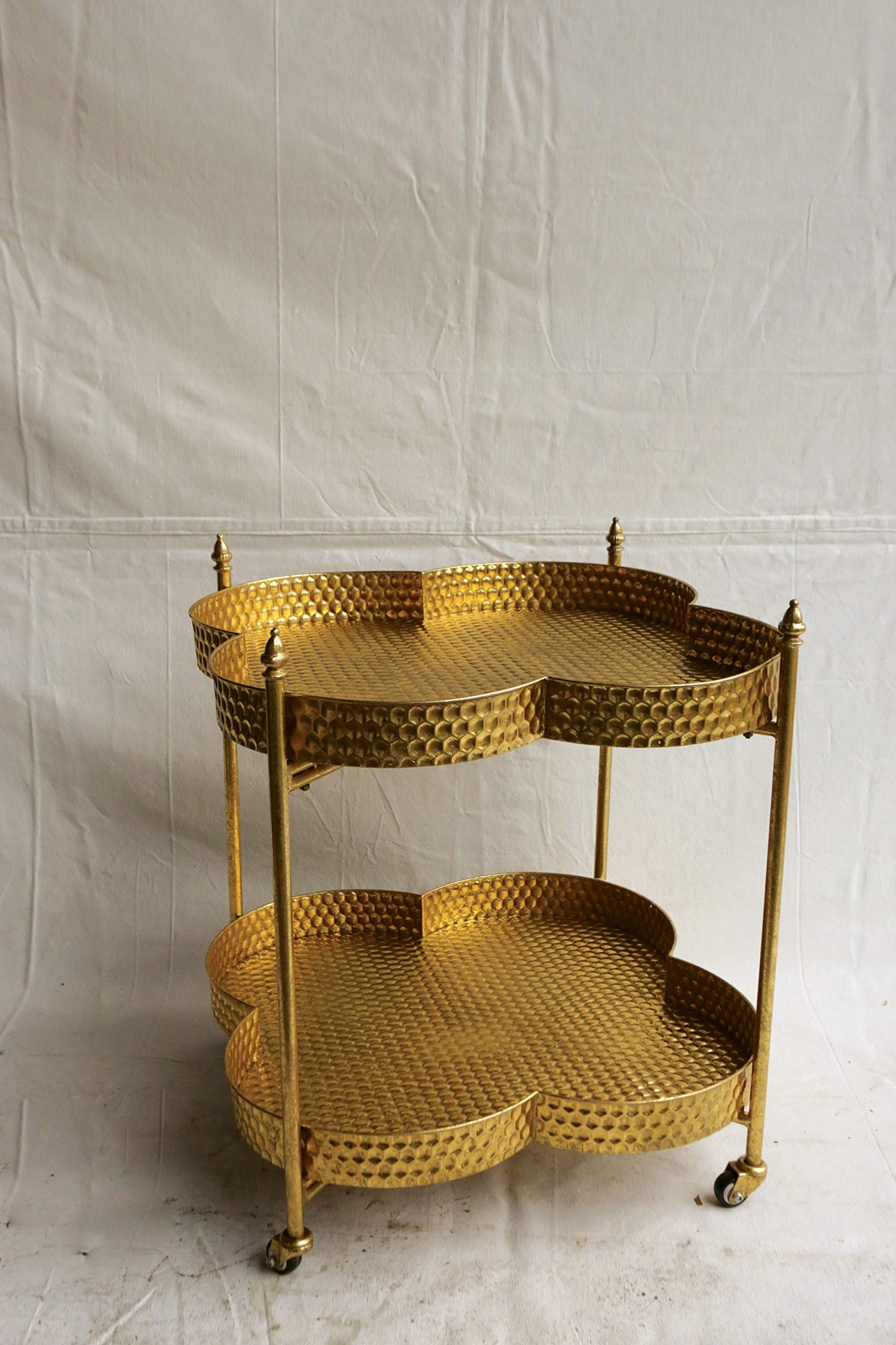 Metal Clover Shaped Bar Cart in Gold