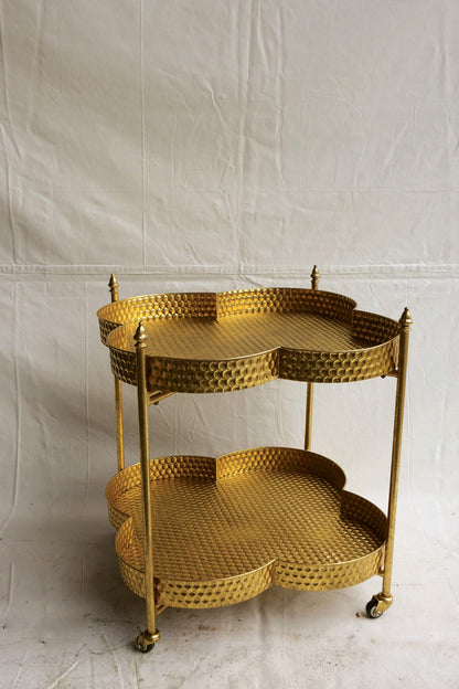 Metal Clover Shaped Bar Cart in Gold