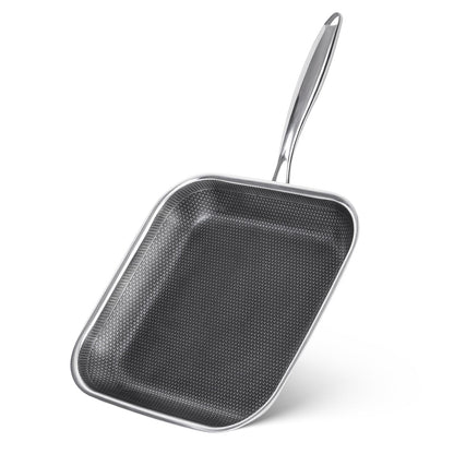 Toutrop Non Stick Stainless Steel Skillet,12 Inch Square Frying Pan, Nonstick Grill Pan for All Stoves, Oven Dishwasher Safe, PFOA Free
