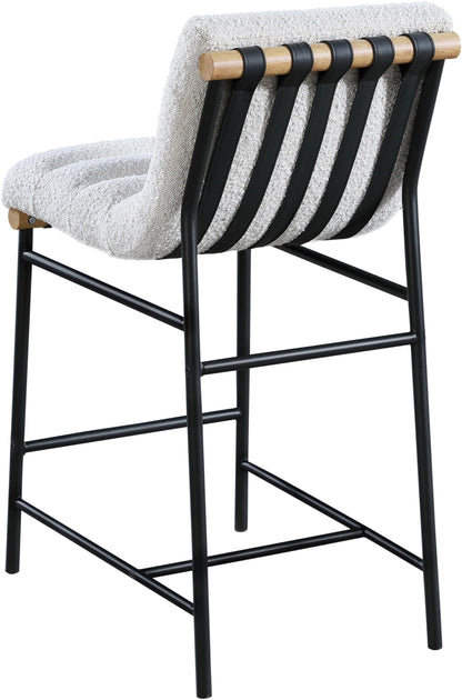 Meridian Furniture 857Cream-C Burke Collection Modern | Contemporary Boucle Fabric Upholstered Counter Stool, Cream, 18" W x 24" D x 37.5" H